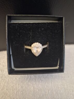 LeVian Teardrop Halo Crystal Ring in Rose Gold